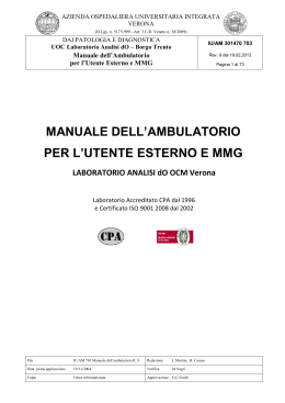 manuale dell`ambulatorio per l`utente esterno e mmg