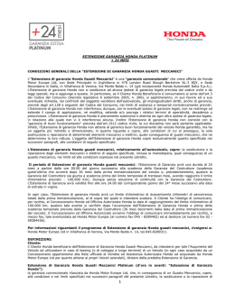ESTENSIONE GARANZIA HONDA PLATINUM + 24 MESI
