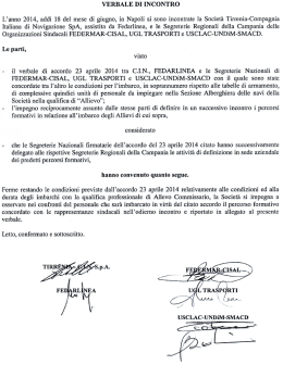 VERBALE DI INCONTRO L`anno 2014, add&igrave; 18 del mese