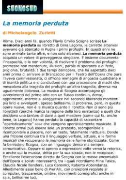 La memoria perduta - Flavio Emilio Scogna