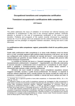 Transizioni occupazionali e certificazione delle competenze