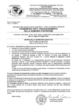 Promemoria iscrizioni classi prime