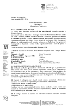 Inizio Anno Scolastico 2015-2016 - collegio arcivescovile bentivoglio