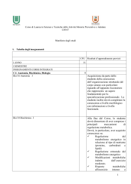 Manifesto degli Studi Laurea Magistrale in Scienze e Tecniche delle