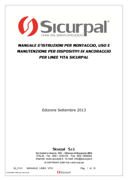 MANUALE D`ISTRUZIONI PER MONTAGGIO, USO E
