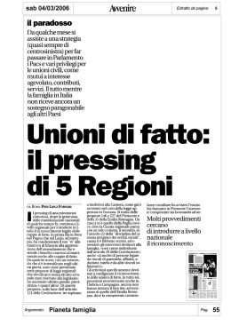 Sui Pacs pressing in 5 Regioni - Forum delle Associazioni Familiari