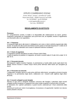 ISTITUTO COMPRENSIVO STATALE REGOLAMENTO DI ISTITUTO
