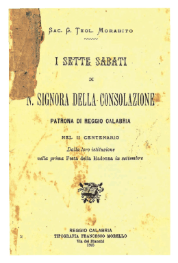 I sette Sabati A - Santa Maria Madre della Consolazione