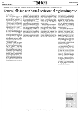 Terreni, allo Iap non basta l`iscrizione al registro imprese