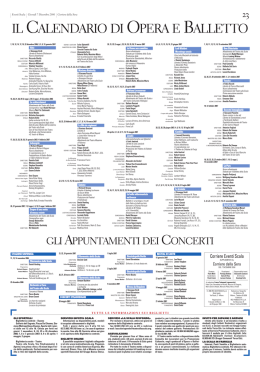 il calendario di opera e balletto
