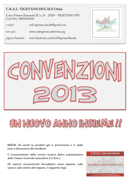 Libretto Convenzioni 2013 - C.R.A.L. Vigevano Ducale