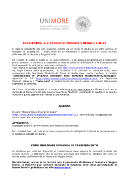 Trasferirsi ad Unimore - Università degli Studi di Modena e Reggio