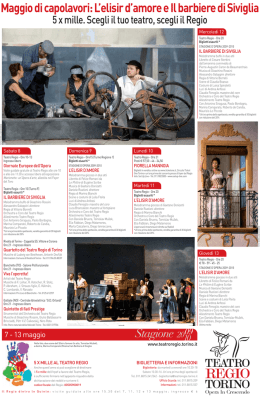 Maggio di capolavori: L`elisir d`amore e Il barbiere di