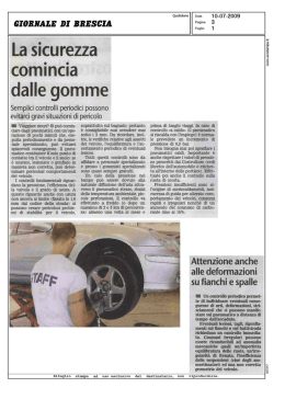 La sicurezza - Pneumatici sotto controllo