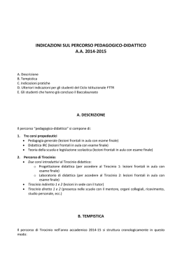indicazioni sul percorso pedagogico-didattico