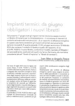 lmianti termici: ateri i nuovi iietti