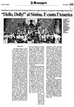 &ldquo;Hello, Dolly!&rdquo; al Sistina E canta l`America