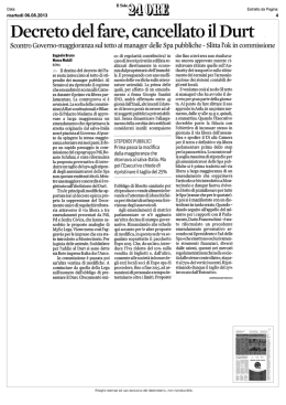Decreto del fare, cancellato il Durt