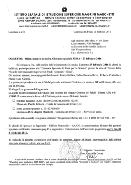 Orientamento in uscita giornata speciale Sissa Trieste 23 febbraio