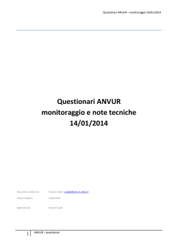 Questionari ANVUR monitoraggio e note tecniche 14/01/2014