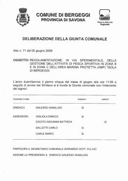 D.G.C. n.71 del 5-6-2009 - Area Marina Protetta Isola di Bergeggi