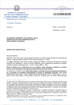 Informativa Consiglio Nazionale dell`Ordine