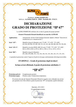 dichiarazione grado di protezione per attuatori