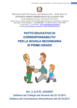Patto educativo di corresponsabilit&agrave; Secondaria di Primo Grado