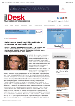 Sofia Loren a Napoli per il film del figlio, si commuove parlando