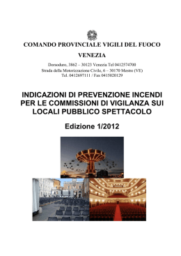 INDICAZIONI DI PREVENZIONE INCENDI PER LE COMMISSIONI
