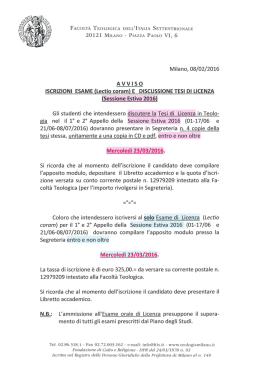 scadenze iscrizioni Sessione Estiva 2016