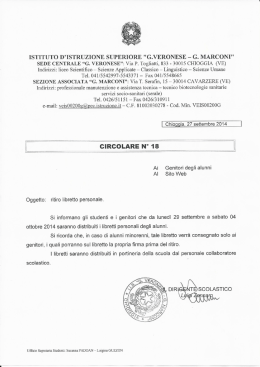 SEDE CENTRALE &ldquo;G. VERONESE&rdquo;: Via P. Togliatti, 833