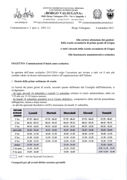 Inizio anno scolastico 2015-2016 - Istituto Comprensivo di Borgo