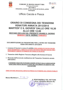Orari di consegna dei tesserini venatori per la stagione 2013/2014