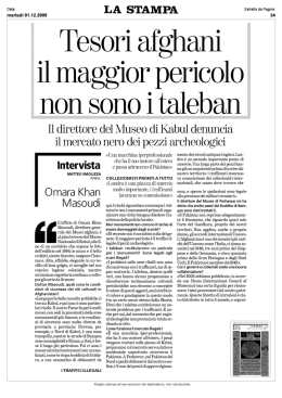 Tesori afghani, il maggior pericolo non sono i taleban