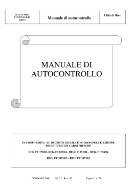 manuale di autocontrollo - SITO UFFICIALE COMUNE DI RIETI