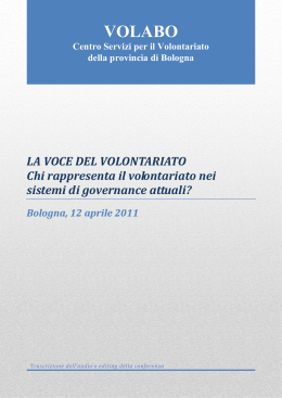 Convegno Volabo "La voce del Volontariato" 12 aprile 2011