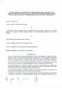 Scarica l`accordo nazionale settore ceramica in materia di Formazione