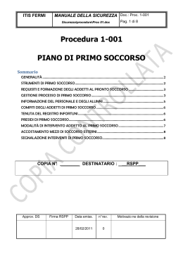 Procedura 1-001 PIANO DI PRIMO SOCCORSO