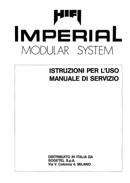 Imperial Modular System - Manuale di servizio ed istruzioni per l`uso