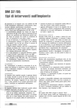 tipo di intervento sull`impianto
