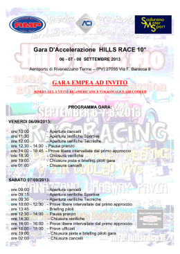 Gara D`Accelerazione HILLS RACE 10° GARA EMPEA AD INVITO