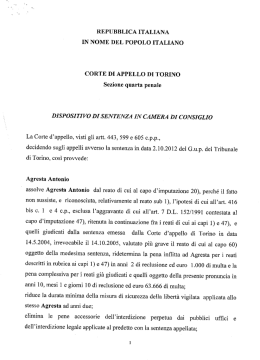 Sentenza Operazione Minotauro 2° grado abbreviato