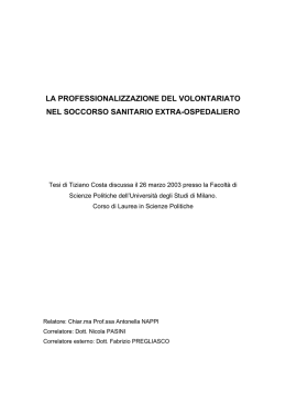 la professionalizzazione del volontariato nel soccorso sanitario extra