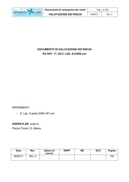 VALUTAZIONE DEI RISCHI DOCUMENTO DI VALUTAZIONE DEI