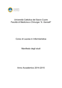 MANIFESTO DEGLI STUDI CORSO DI LAUREA TRIENNALE IN
