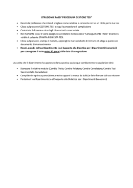 ISTRUZIONI E PASSI &ldquo;PROCEDURA GESTIONE TESI&rdquo; &bull; Recati dal