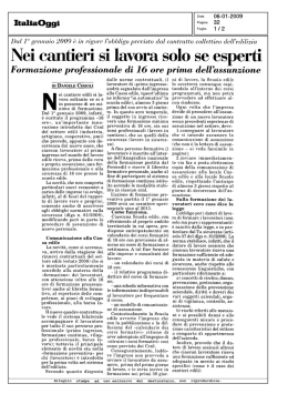Nei cantieri si lavora solo se esperti
