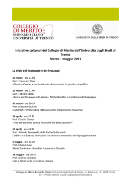 Iniziative culturali del Collegio di Merito dell`Universit&agrave; degli Studi di