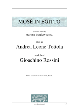 Mosè in Egitto - Libretti d`opera italiani